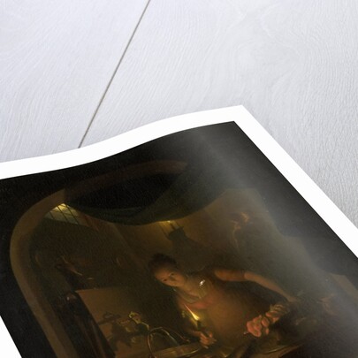 Kitchen by Lamplight by Adriaan Meulemans