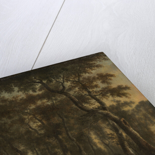 View of a Forest with Hunters by Jan Hackaert