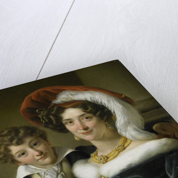 Portrait of Rudolphina Wilhelmina Elizabeth de Sturler, second Wife of Count Johannes van den Bosch with their Son Richard Leeuwenhart by Cornelis Kruseman