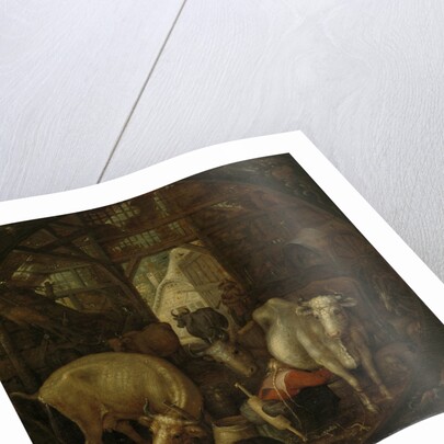 Cows in a stable; witches in the four corners by Roelant Savery