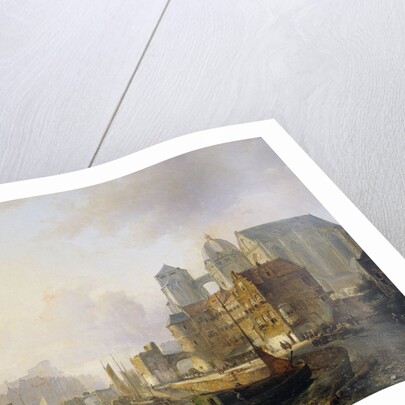 Fantasy View of a City on a River with the Aachen Cathedral by Kasparus Karsen