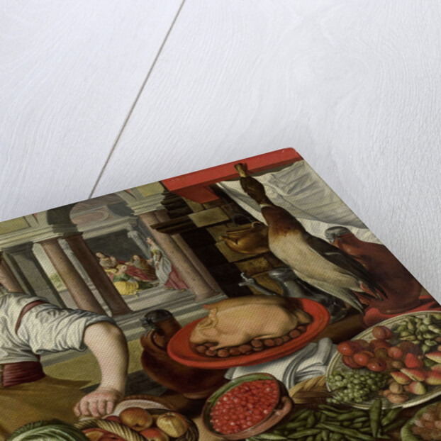 Kitchen Piece, with Jesus in the House of Martha and Mary in the background by Anonymous