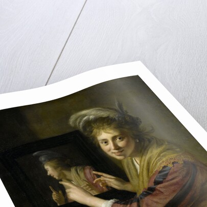 Girl at the mirror by Paulus Moreelse