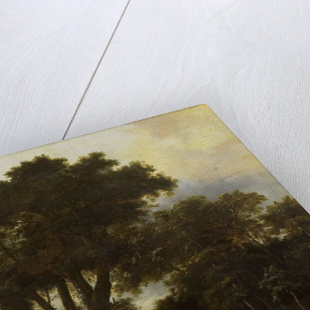 Forest landscape with lean-to by Roelant Roghman
