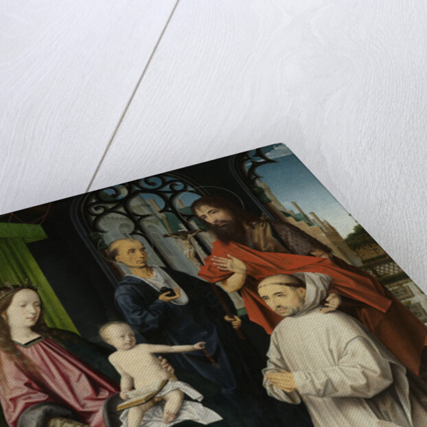 Virgin and Child Enthroned, with Saints Jerome and John the Baptist and a Carthusian Monk by Jan Provoost