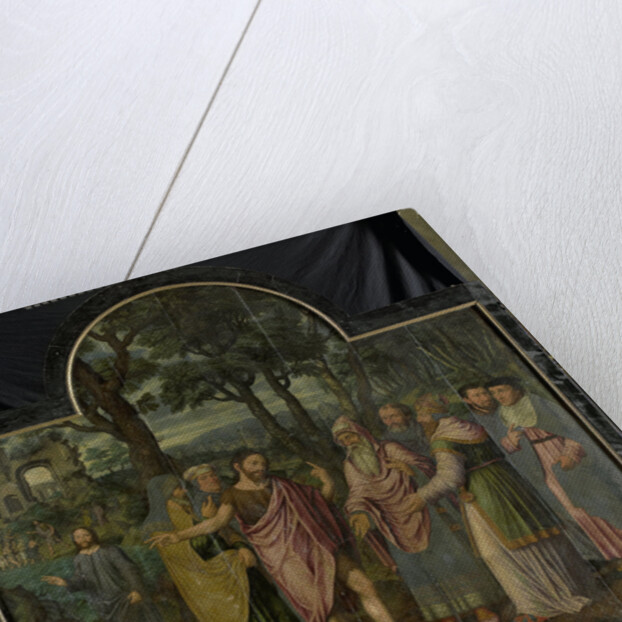 Saint Barbara with Kneeling Donor Berbel or Barbara van der Noot, right outside panel of Triptych with Scenes from the Life of John the Baptist by Jan van Coninxloo II