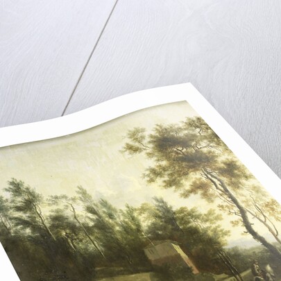 Italian landscape with hunters by Frederik de Moucheron