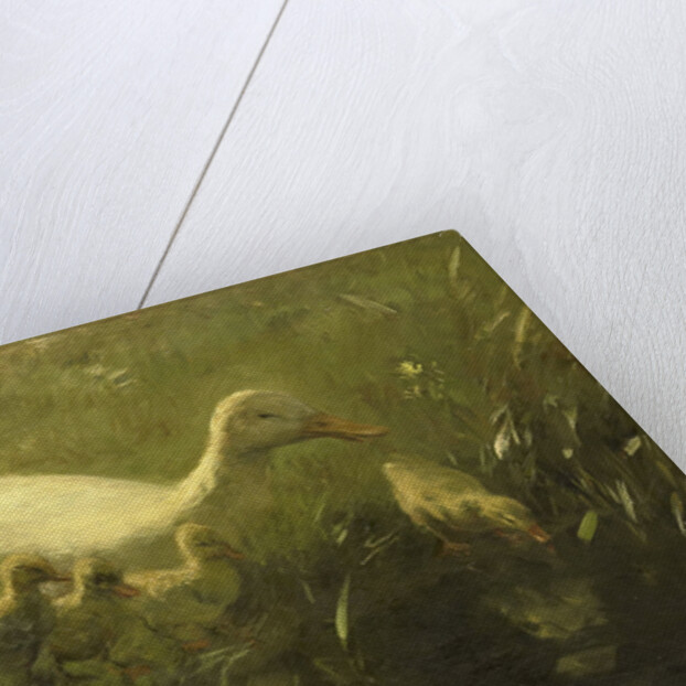 White duck with chicks by Willem Maris