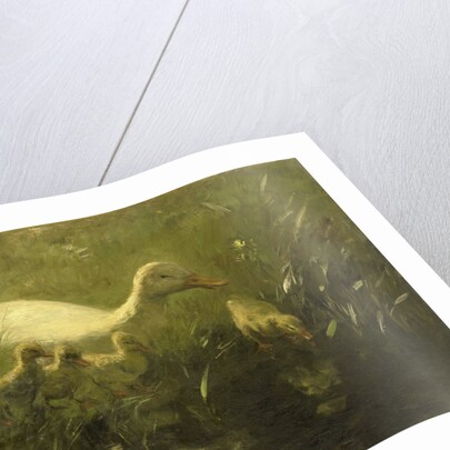White duck with chicks by Willem Maris