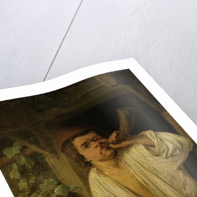 A baker blowing his horn by Adriaen van Ostade