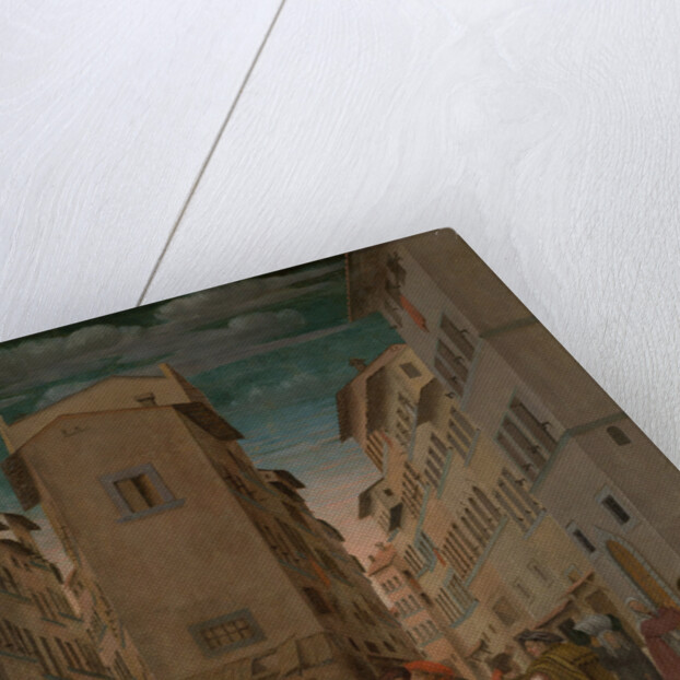 Florentine Street Scene with Twelve Figures (Sheltering the Traveler, one of the Seven Works of Mercy) Italy by Anonymous