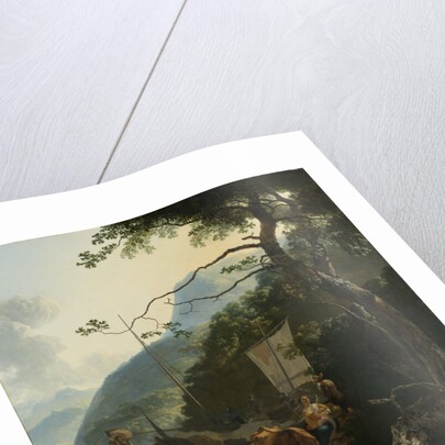 Boatmen Moored on the Shore of an Italian Lake Italy by Adam Pijnacker