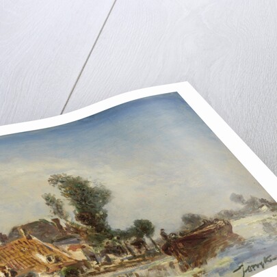 Houses on a canal in Crooswijk by Johan Barthold Jongkind