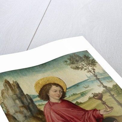 A Donor and his two Sons with Saint John the Evangelist, inner left wing of a triptych by Workshop of The Bruges Master of the Legend of Saint Ursula