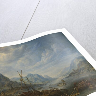 View of a River with Boat Moorings by Herman Saftleven
