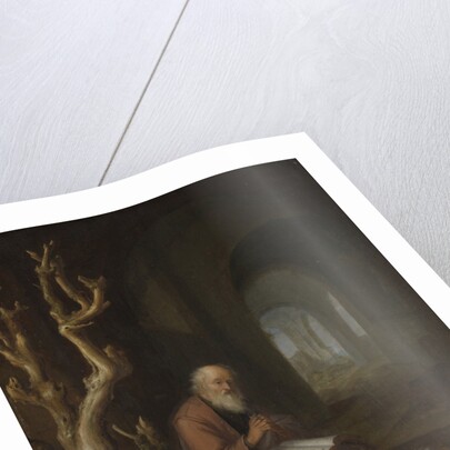 A hermit praying in a ruin by Jan Adriaensz. van Staveren