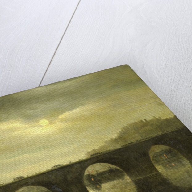 View of a Bridge of the Seine in Paris by Moonlight, France by Antonie Waldorp