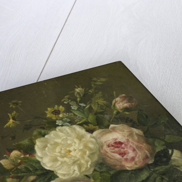 Still life with flowers in a crystal vase by Gerardina Jacoba van de Sande Bakhuyzen