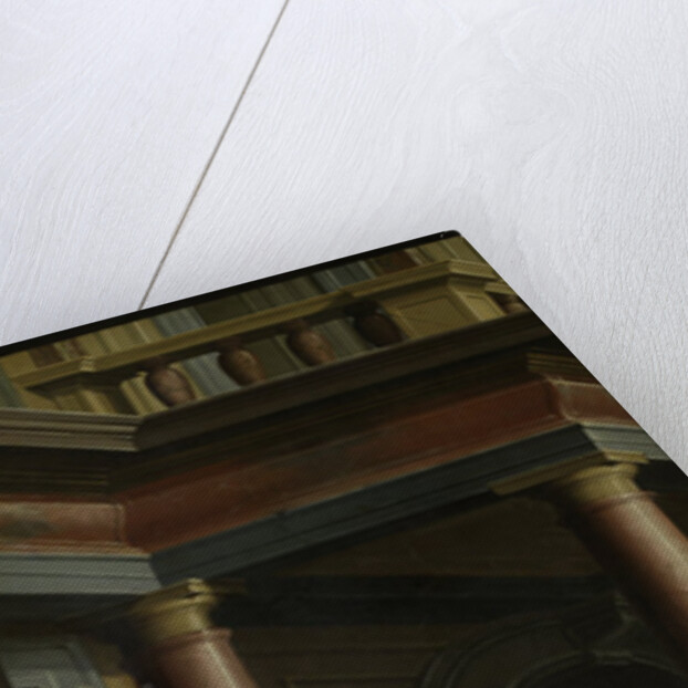 A Staircase, left side of the depiction. One of a seven-part room decoration by Dirck van Delen