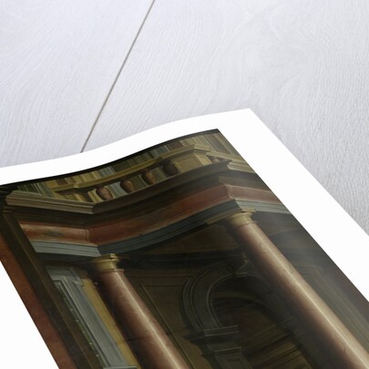 A Staircase, left side of the depiction. One of a seven-part room decoration by Dirck van Delen