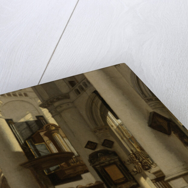 Interior of a Protestant, Gothic Church, with a Gravedigger in the Choir by Emanuel de Witte