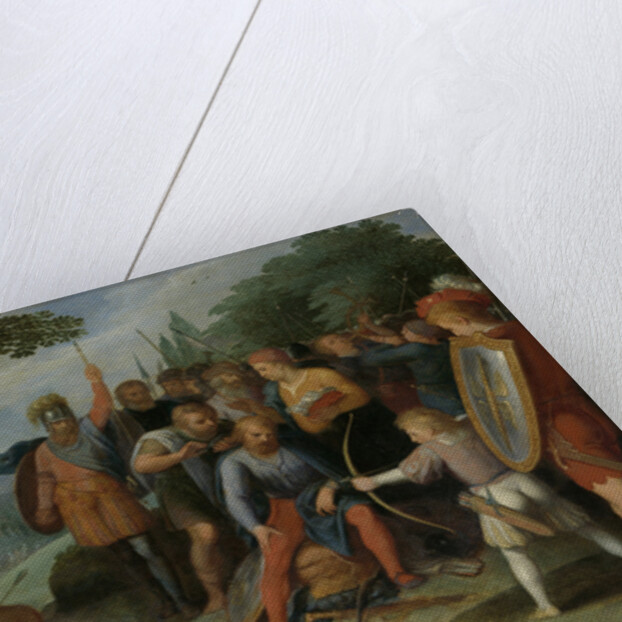 After the Fall of Vetera Castra Claudius Civilis has his hair cut while his son shoots some prisoners by Otto van Veen