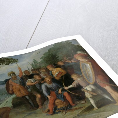 After the Fall of Vetera Castra Claudius Civilis has his hair cut while his son shoots some prisoners by Otto van Veen