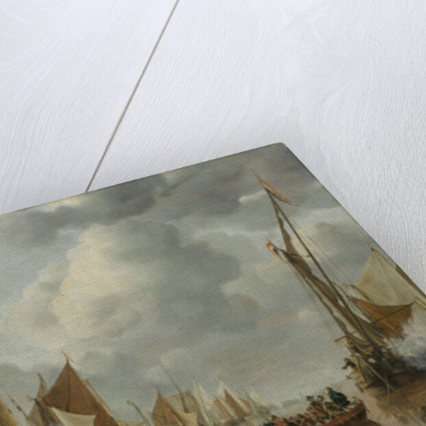 The Home Fleet Saluting the State Barge by Jan van de Cappelle