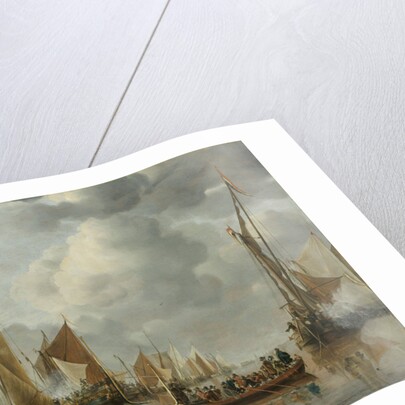 The Home Fleet Saluting the State Barge by Jan van de Cappelle
