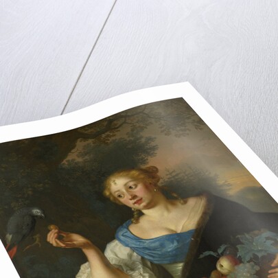 A young Woman with a Parrot by Ary de Vois