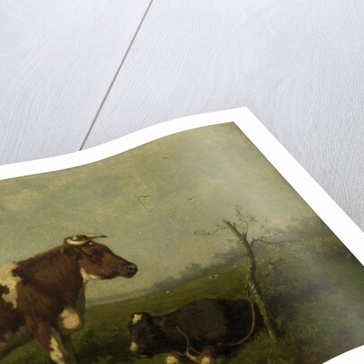 A cow with her calf in a meadow by Jan Vrolijk