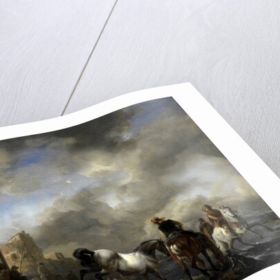 Watering Horses near a Boundary Marker by Philips Wouwerman