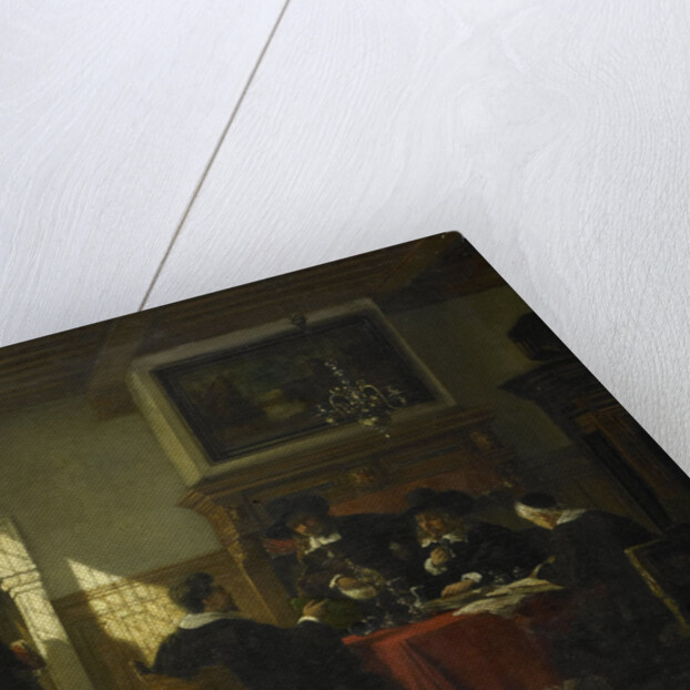 Society in 17th-century costume at a table on which a Nautilus Cup by Johannes Stroebel