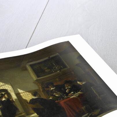 Society in 17th-century costume at a table on which a Nautilus Cup by Johannes Stroebel