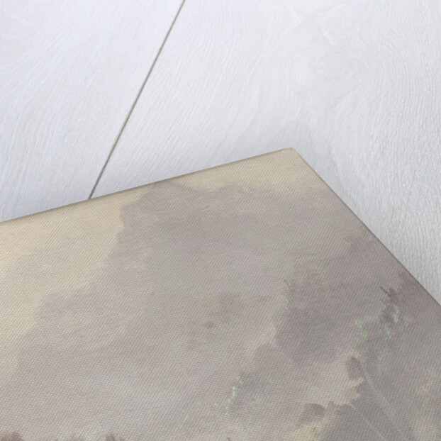 Mountain landscape in Tirol with chamois, Austria by Johannes Tavenraat