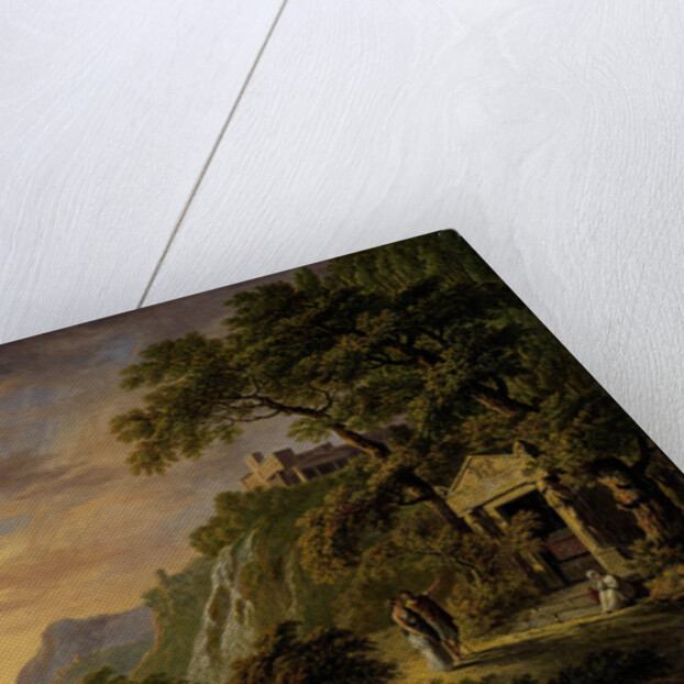 Arcadian Landscape with sunset by Daniël Dupré