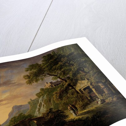 Arcadian Landscape with sunset by Daniël Dupré