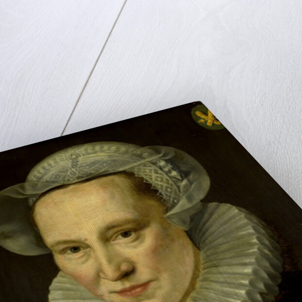 Portrait of Grietje Pietersdr Codde, died 1607, Wife of Jacob Bas by Adriaen Thomasz. Key