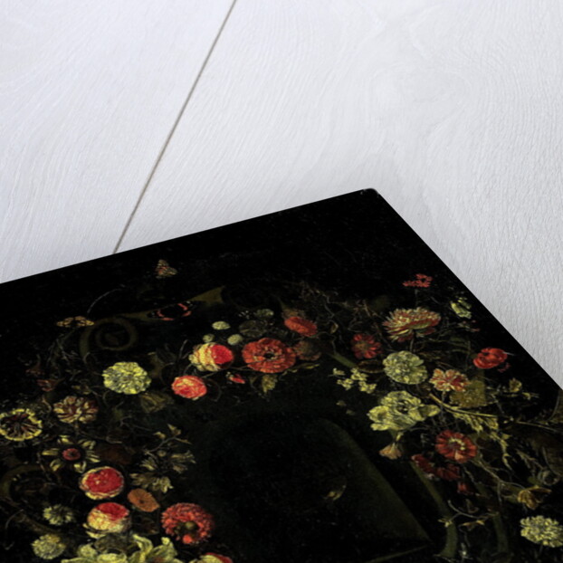 Flower Wreath Surrounding a Niche, A Flower Piece by Karel Batist