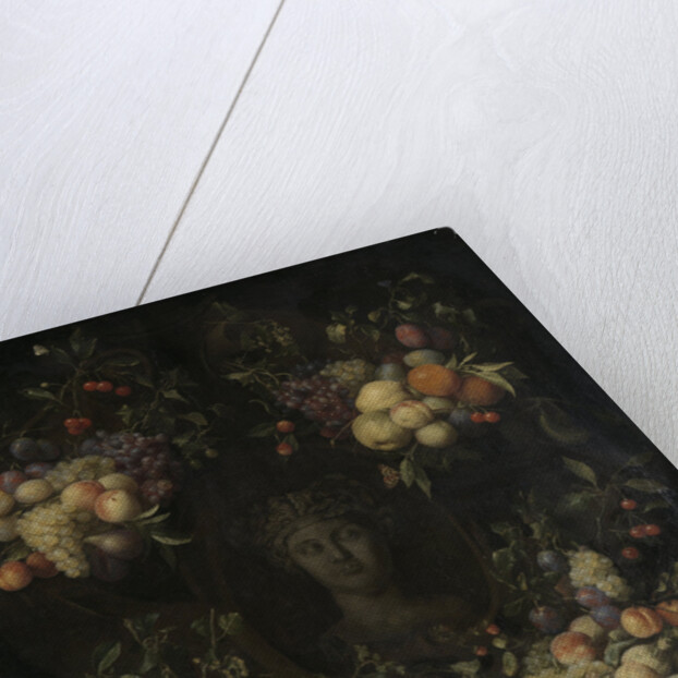 Marble Bust surrounded by a Festoon of Fruit by Jan Frans van Son