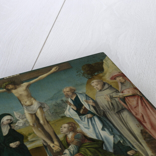 Christ on the Cross with the Virgin, Saint John, Mary Magdalene and Saints Cecilia and Barbara, Francis and Jerome by Cornelis Engebrechtsz