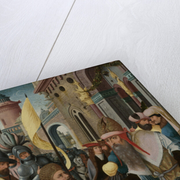 Meeting of Abraham and Melchizedek, inner, left wing of a triptych by Anonymous
