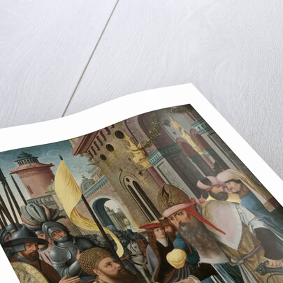 Meeting of Abraham and Melchizedek, inner, left wing of a triptych by Anonymous