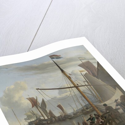 The IJ at Amsterdam, seen from the Mosselsteiger, mussel pier, The Netherlands by Ludolf Bakhuysen