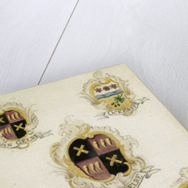 The coat of arms of Anna Digna van Gelre, wife of Laurens Jacobsz de Witte, with the coat of arms of her four grandparents by Anonymous