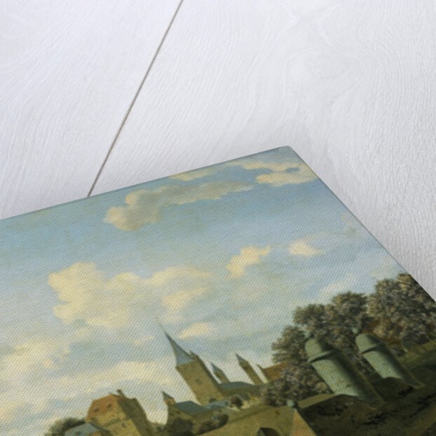 St. Severin in Cologne included in an imaginary Cityscape, Jan van der Heyden by Adriaen van de Velde