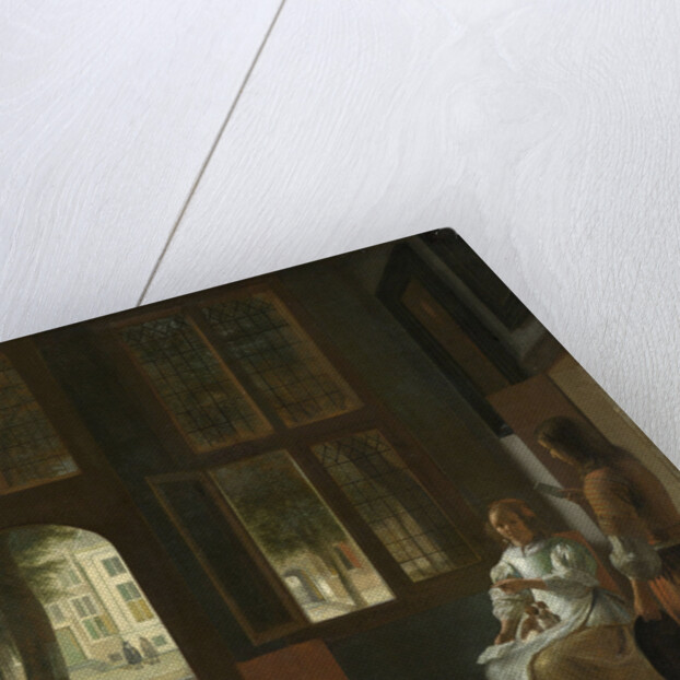 Man Handing a Letter to a Woman in the Entrance Hall of a House by Pieter de Hooch