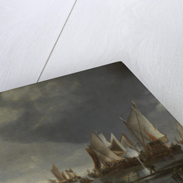 Harbor with Sailboats and Ferry Boat by Hendrick Jacobsz. Dubbels