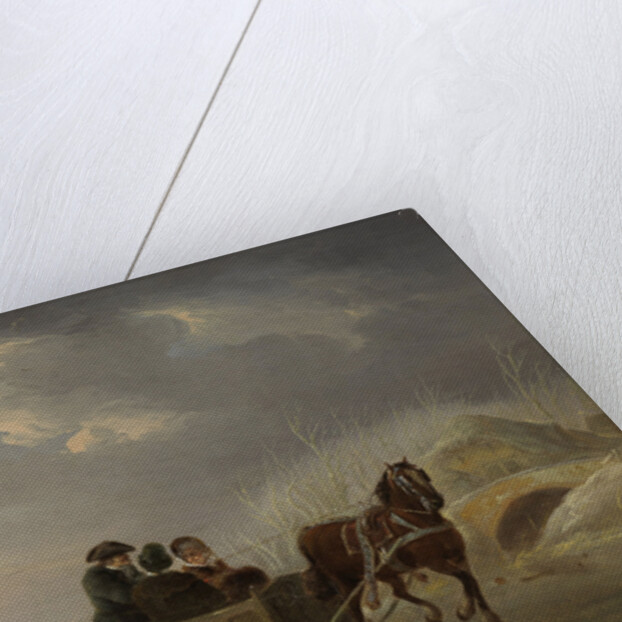 Winter Scene, Horse-Sleigh on the Ice by Andries Vermeulen