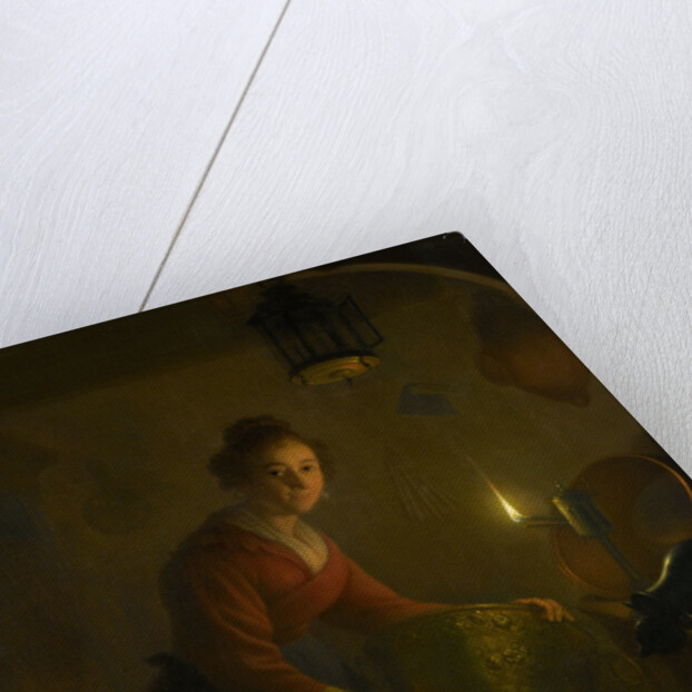 A Woman in a Kitchen by Candlelight by Michiel Versteegh